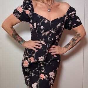 Obey Black Floral Sun Dress 😻 Rare Find! 😻 Summer Goth Vibes 😻 Medium